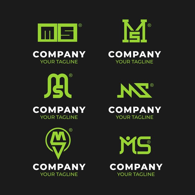 Conjunto de logotipos de ms de diseño plano