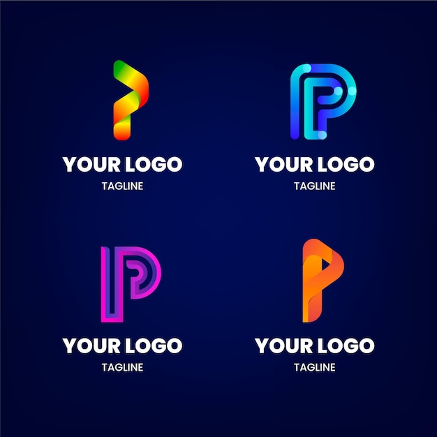 Vector gratuito conjunto de logotipos p de color degradado