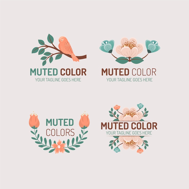Vector gratuito conjunto de logotipos de paleta de colores apagados