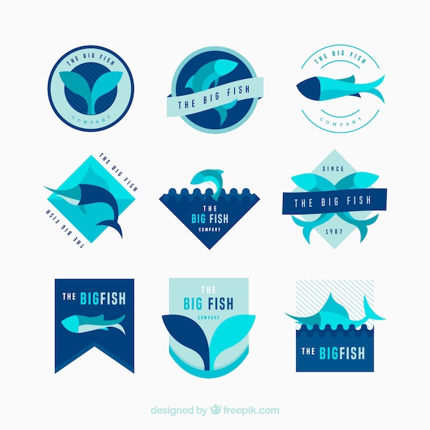 Conjunto de logotipos de peces para empresas