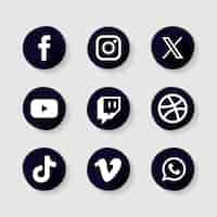 Vector gratuito conjunto de logotipos planos dibujados a mano para las redes sociales