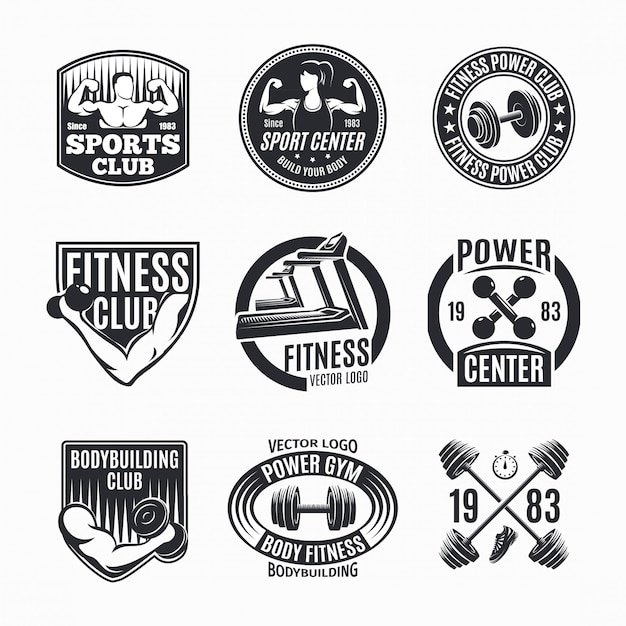 Vector gratuito conjunto de logotipos power fitness