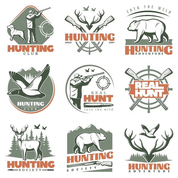 Vector gratuito conjunto de logotipos de real hunt