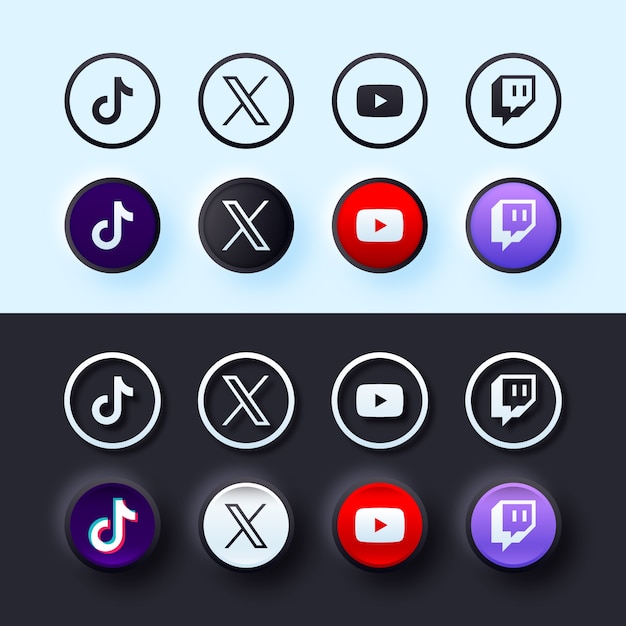Conjunto de logotipos de redes sociales en gradiente