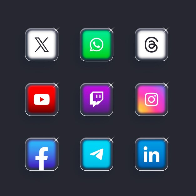 Conjunto de logotipos de redes sociales en gradiente