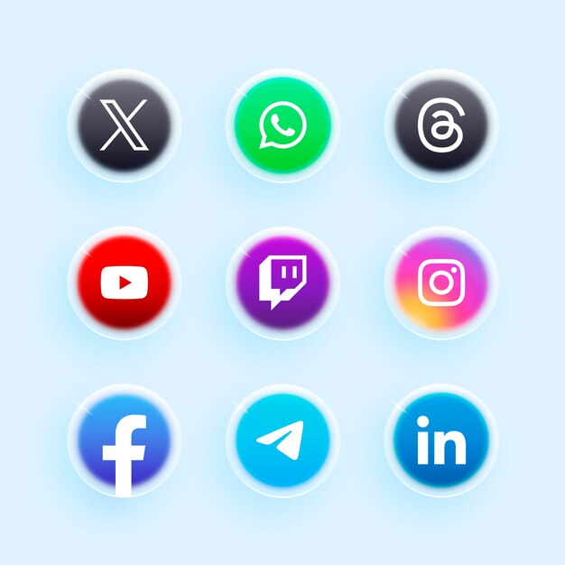 Conjunto de logotipos de redes sociales en gradiente