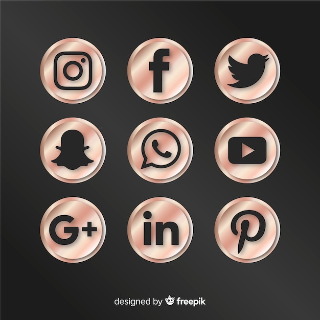 Conjunto de logotipos de redes sociales de lujo