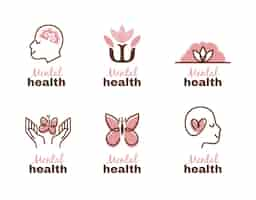 Vector gratuito conjunto de logotipos de salud mental de diseño plano moderno