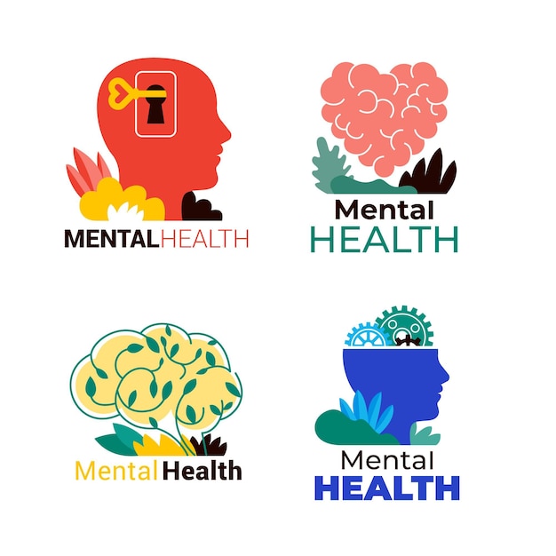 Vector gratuito conjunto de logotipos de salud mental