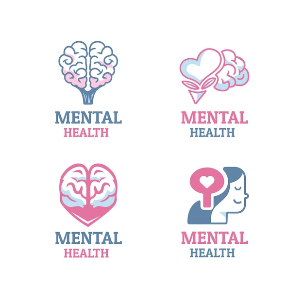 Vector gratuito conjunto de logotipos de salud mental