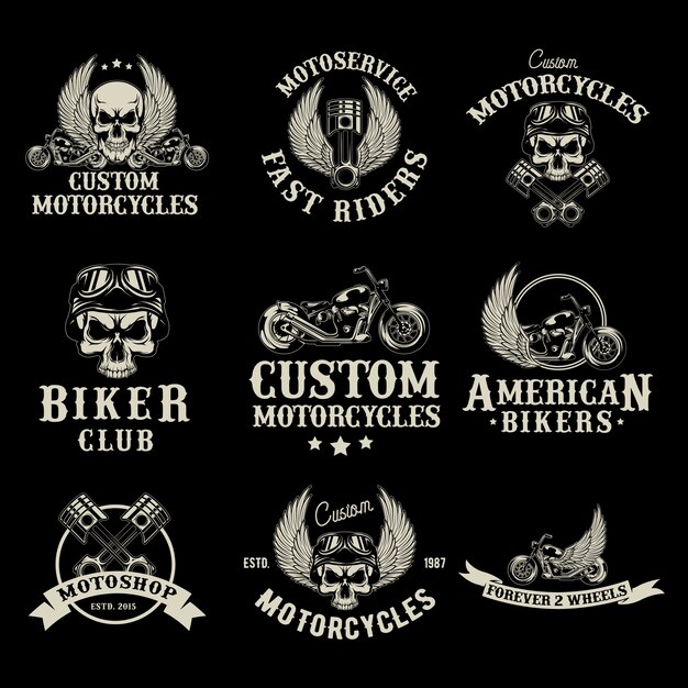 Conjunto de logotipos de la tienda de motos