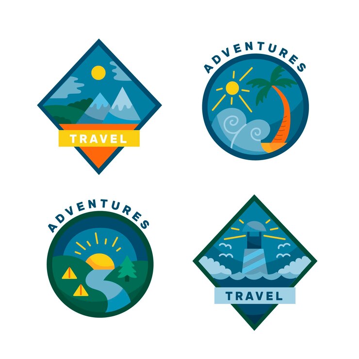Vector gratuito conjunto de logotipos de viajes diferentes