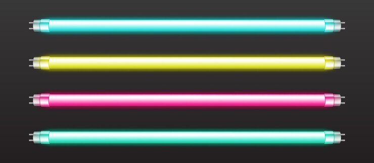 Vector gratuito conjunto de luces de tubo de neón de color