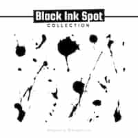 Vector gratuito conjunto de manchas de tinta negra en estilo plano