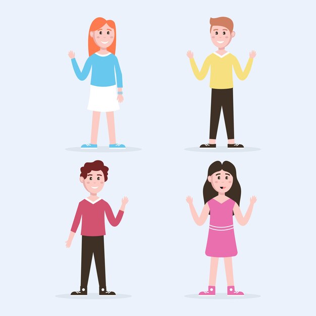 Conjunto de mano agitando ilustraciones jóvenes