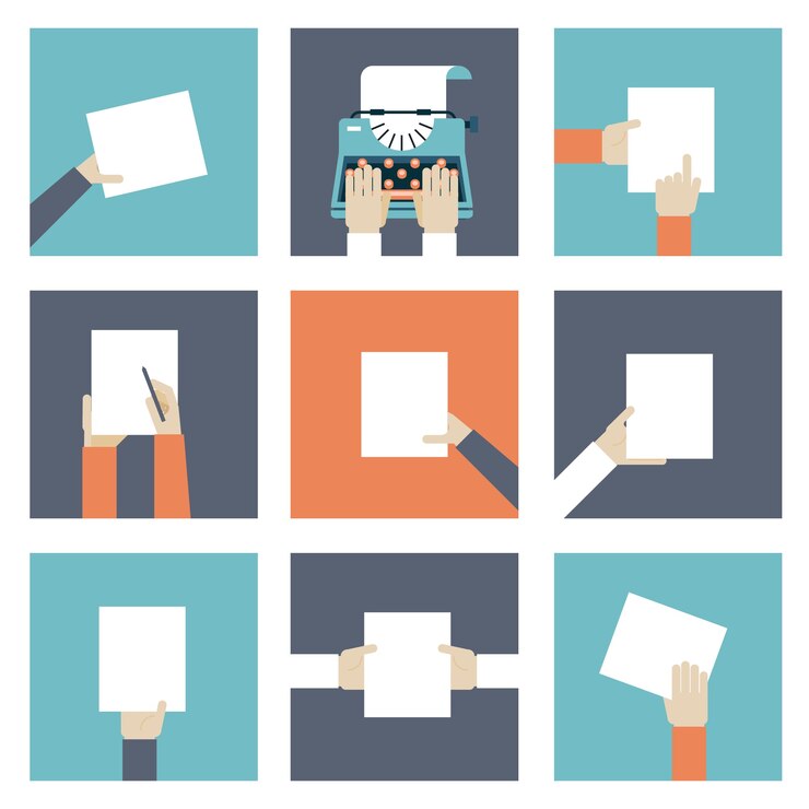 Vector gratuito conjunto de manos de iconos sosteniendo un trozo de papel.