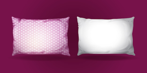 Conjunto de maquetas de almohadas. Elementos de tela de cama realistas.