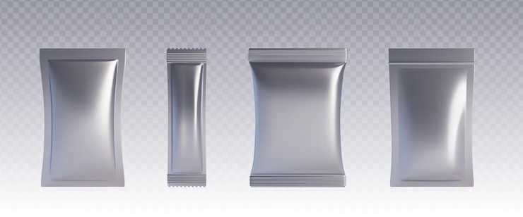 Vector gratuito conjunto de maquetas de bolsas de color plateado metálico