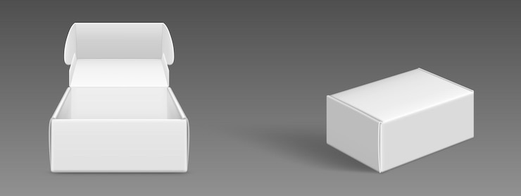 Vector gratuito conjunto de maquetas de cajas de cartón blanco