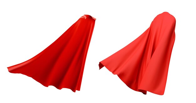 Conjunto de maquetas de la capa roja del superhéroe