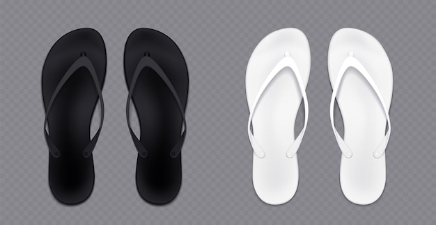 Vector gratuito conjunto de maquetas de chanclas en blanco y negro