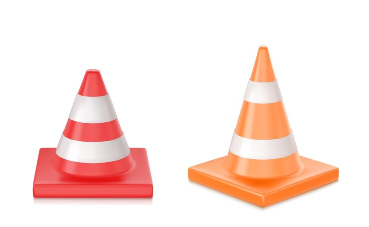 Vector gratuito conjunto de maquetas de cono de tráfico