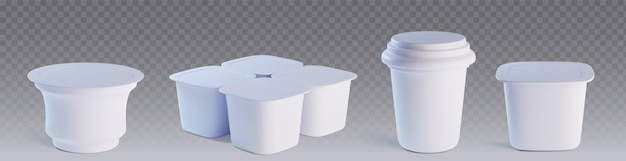 Conjunto de maquetas de taza de yogur