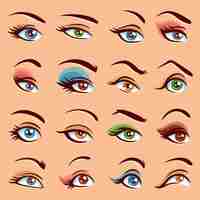 Vector gratuito conjunto de maquillaje de ojos