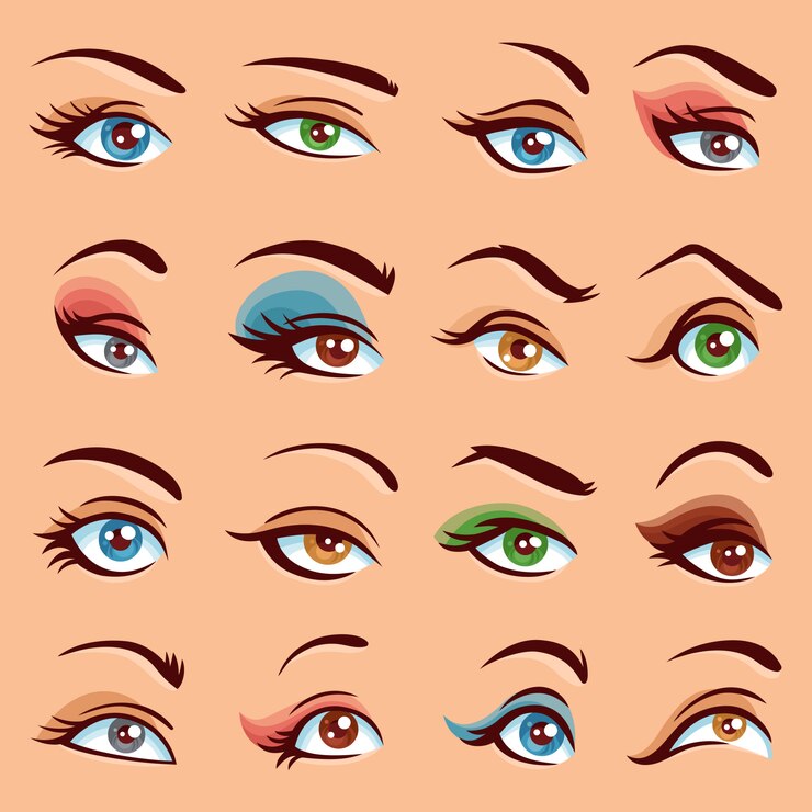Vector gratuito conjunto de maquillaje de ojos