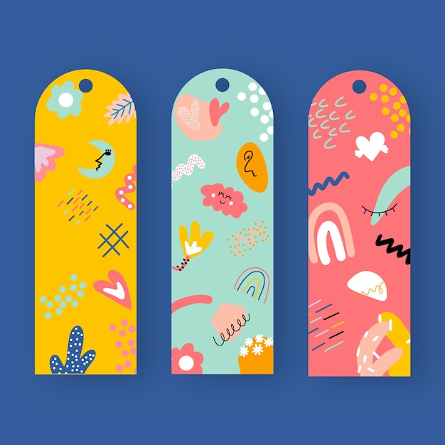 Conjunto de marcadores de diseño plano dibujado a mano