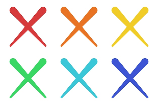 Conjunto de marcas cruzadas de varios colores