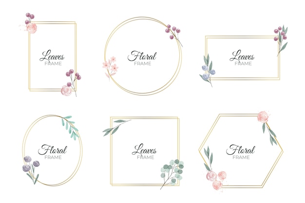 Vector gratuito conjunto de marco floral acuarela