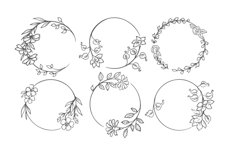 Vector gratuito conjunto de marco floral decorativo