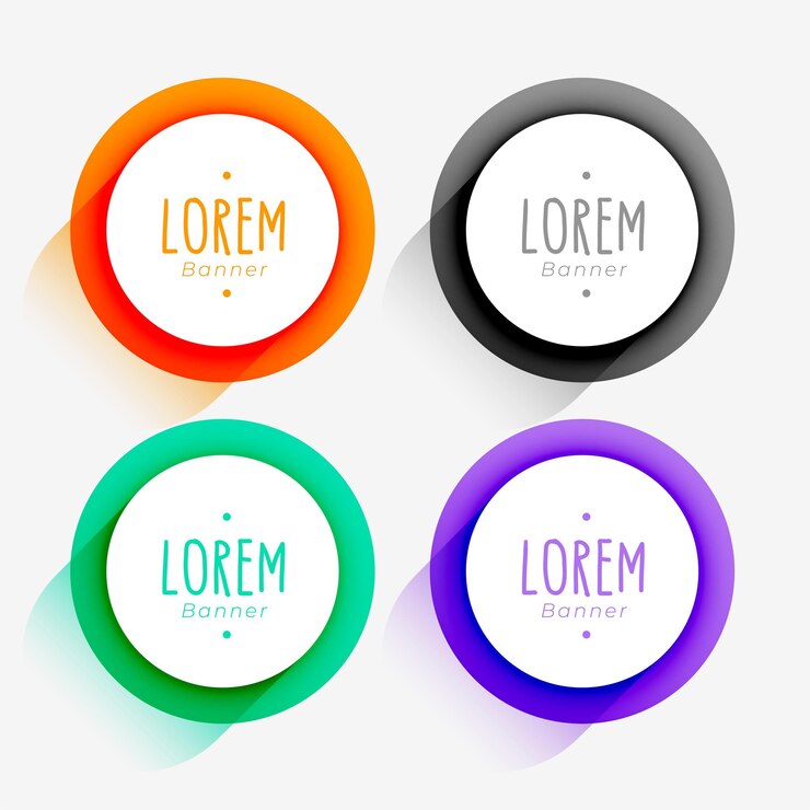 Vector gratuito conjunto de marco de forma circular 3d con efecto de sombra