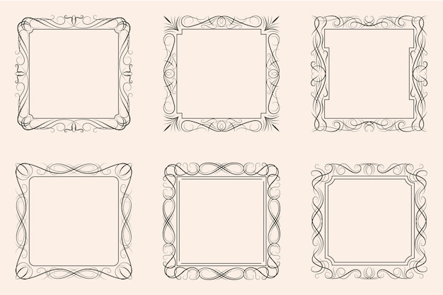 Conjunto de marco ornamental caligráfico
