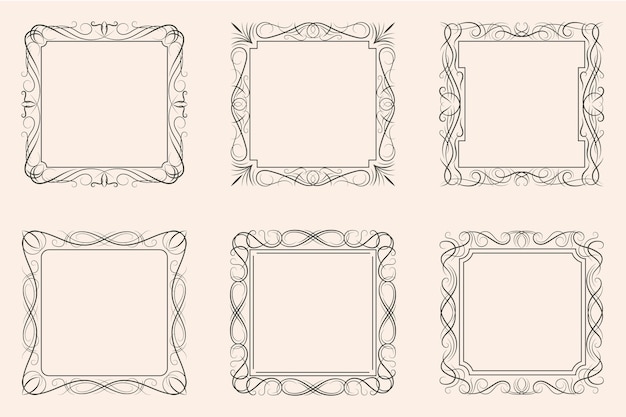 Vector gratuito conjunto de marco ornamental caligráfico