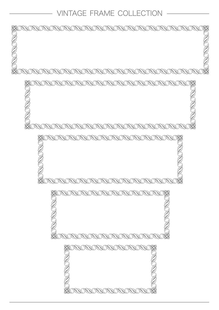 Vector gratuito conjunto de marco vintage decorativo rectangular aislado en una ilustración de vector de fondo blanco