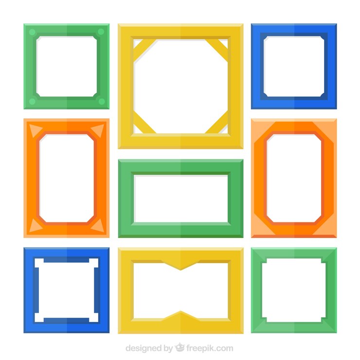 Vector gratuito conjunto de marcos de colores, estilo plano 