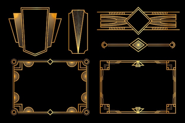 Conjunto de marcos y decoraciones art deco.