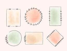 Vector gratuito conjunto de marcos de doodle de acuarela pintados a mano