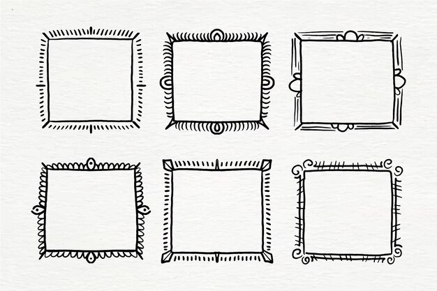 Conjunto de marcos de doodle de acuarela pintados a mano