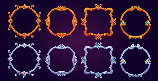 Conjunto de marcos de juego redondos de fantasía.