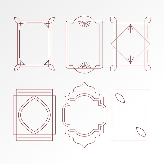 Conjunto de marcos lineales minimalistas de diseño plano