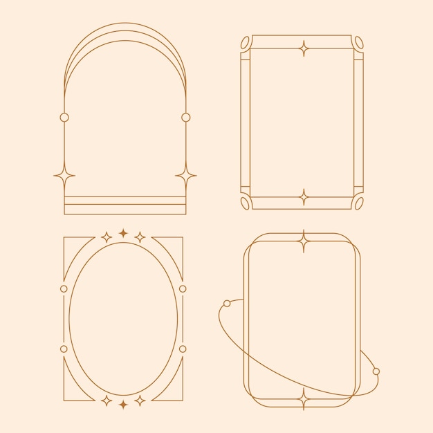 Conjunto de marcos lineales minimalistas de diseño plano