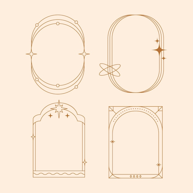 Conjunto de marcos lineales minimalistas de diseño plano