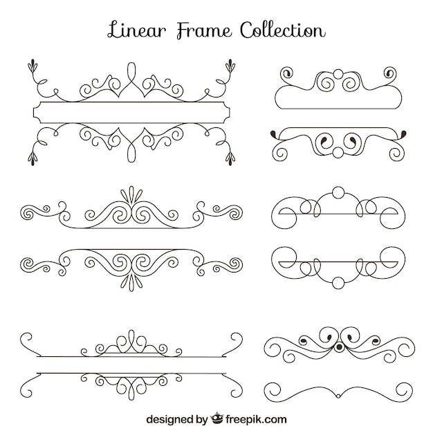 Vector gratuito conjunto de marcos lineales con ornamentos