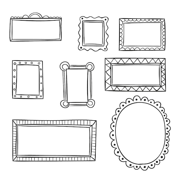Conjunto de marcos ornamentales dibujados