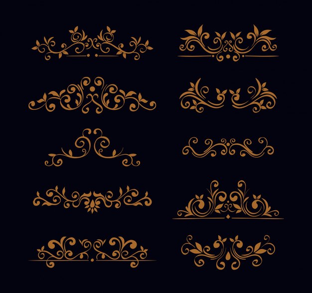 Conjunto de marcos ornamentales elegantes