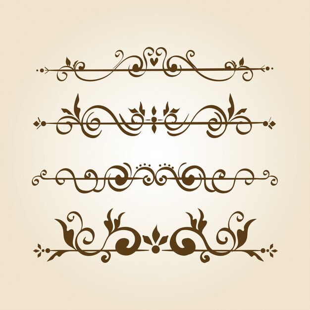 Conjunto de marcos ornamentales elegantes
