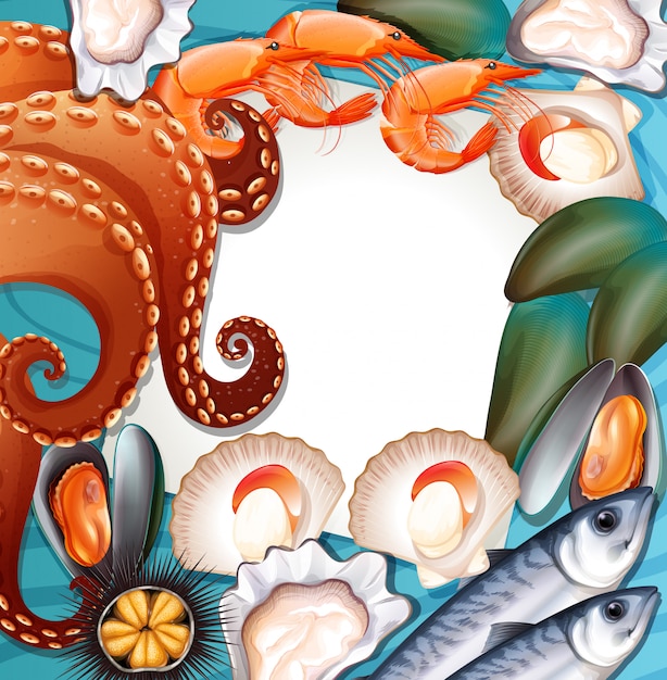 Conjunto de mariscos frescos